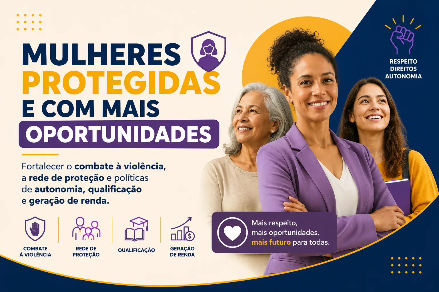 MULHERES PROTEGIDAS E COM MAIS OPORTUNIDADES